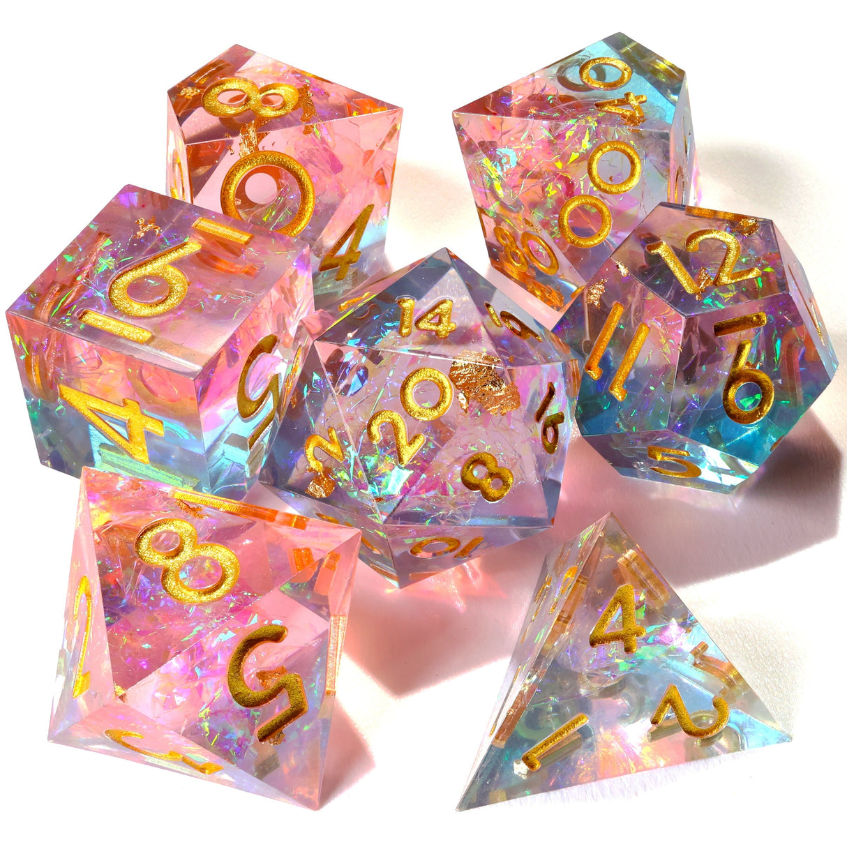 Pretty in Pink! Sharp Edge RPG Dice Set - 7 Pieces
