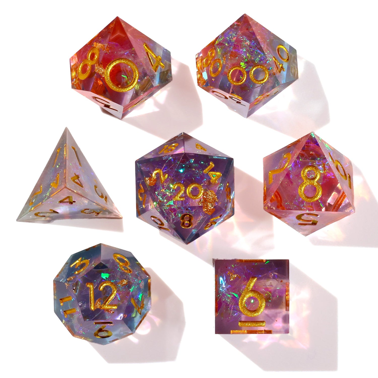 Pretty in Pink! Sharp Edge RPG Dice Set - 7 Pieces