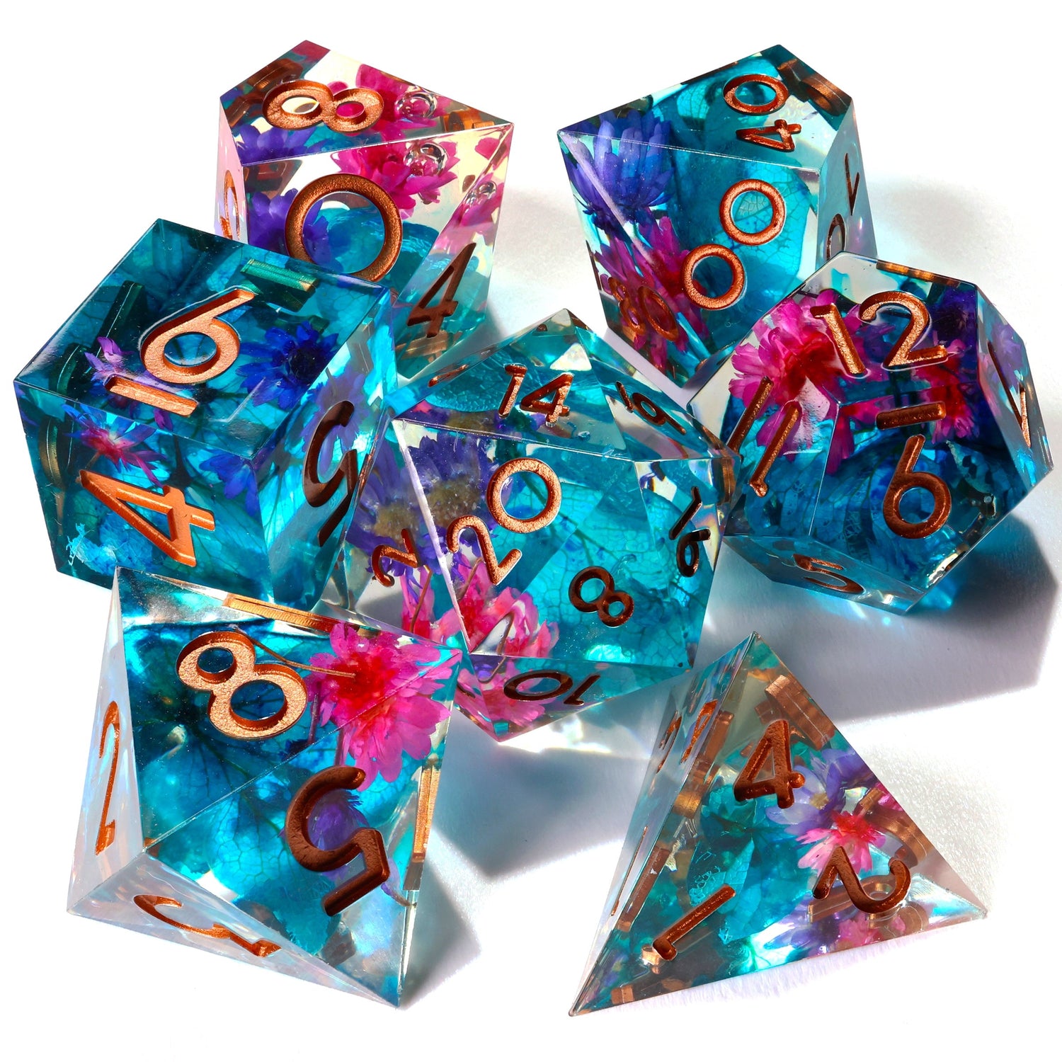 Water Garden Sharp Edge RPG Dice Set - 7 Pieces