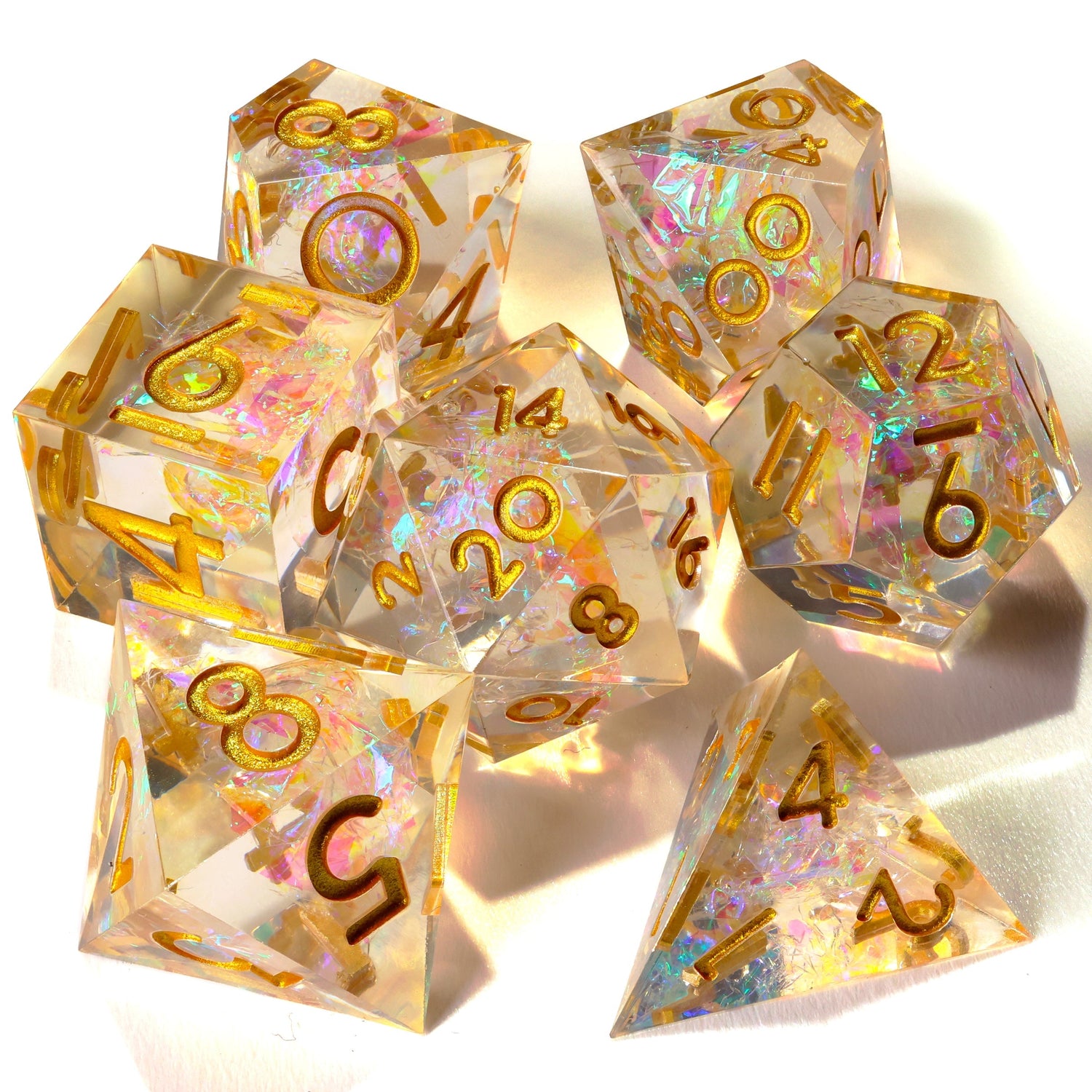 Shiny Like a Diamond! Sharp Edge RPG Dice Set - 7 Pieces