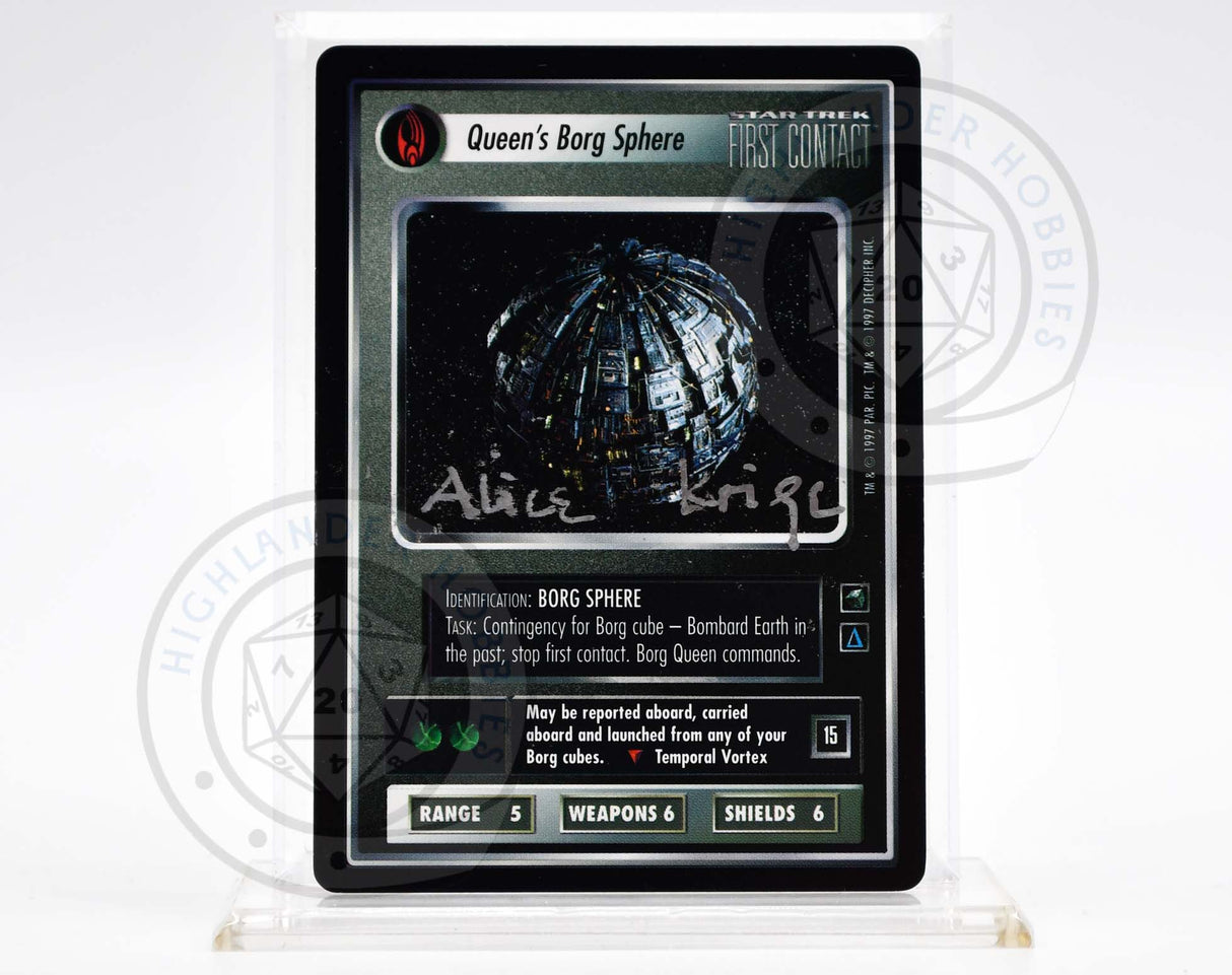 Alice Krige Autograph [1E Queen's Borg Sphere Card - Star Trek 1E CCG]