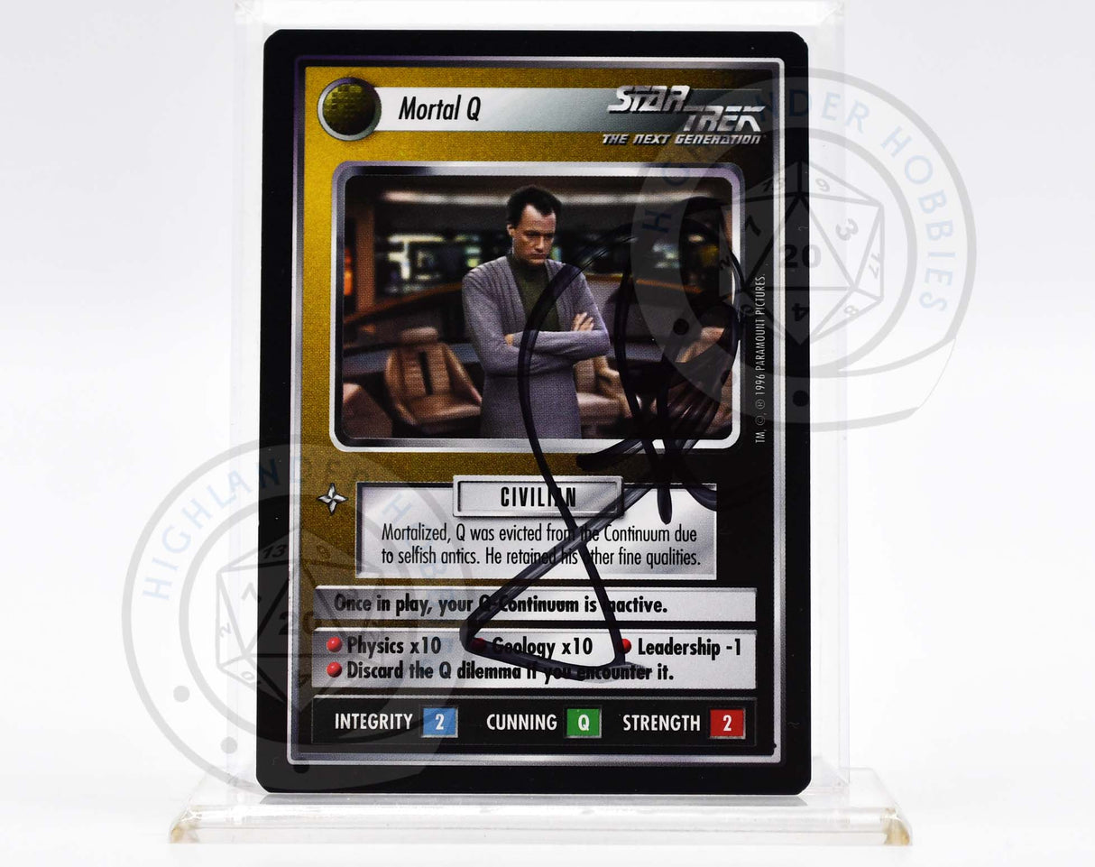 John DeLancie Autograph [Mortal Q Card - Star Trek 1E CCG]