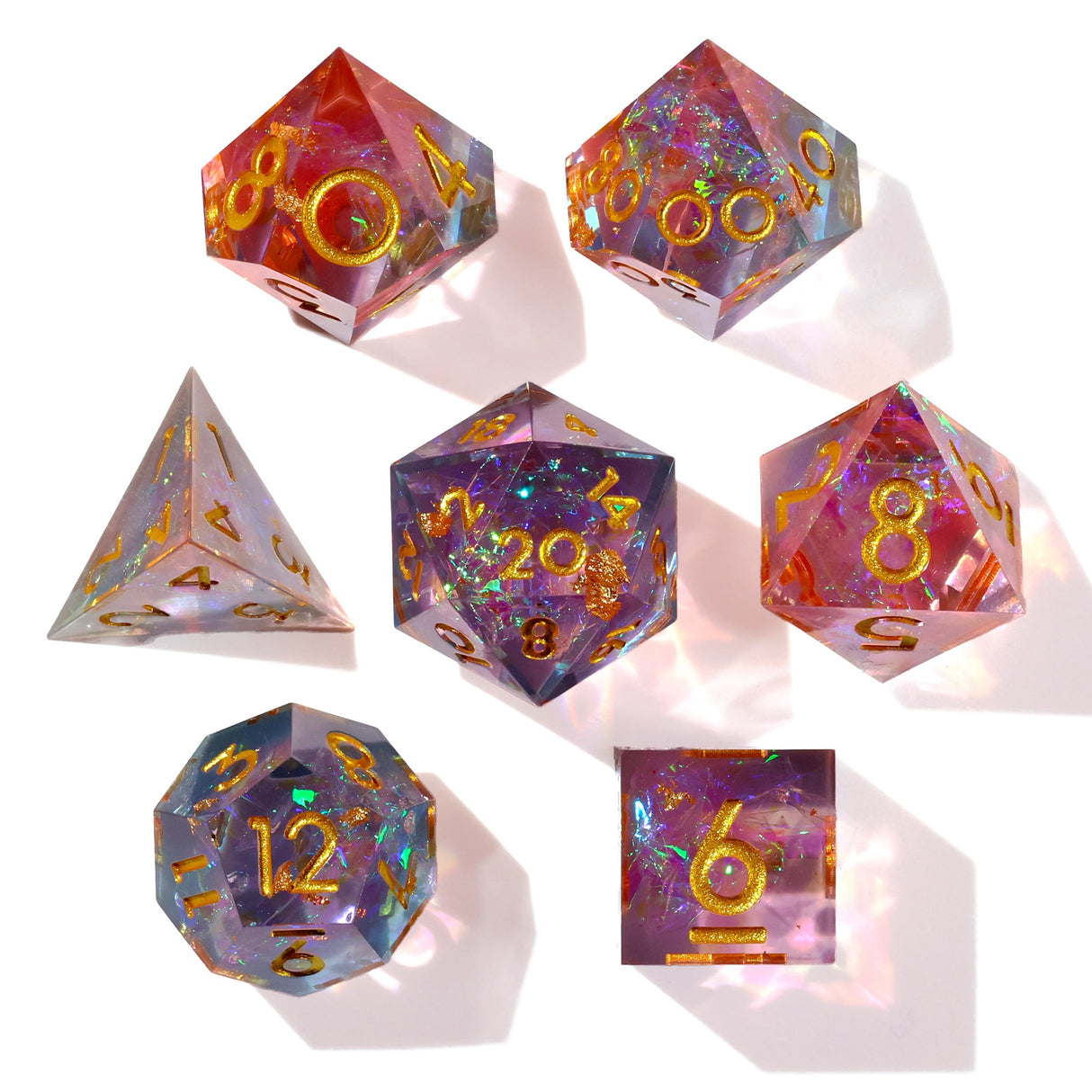 Pretty in Pink! Sharp Edge RPG Dice Set - 7 Pieces