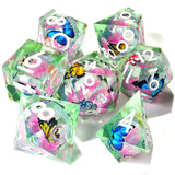 Summer Butterfly Liquid Core RPG Dice Set - 7 Pieces